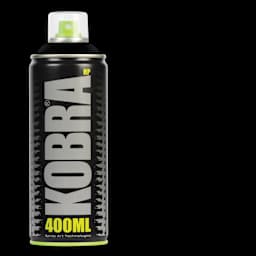 Kobra High Pressure Spray Paint - Supergloss Black, 400 ml, Can with swatch