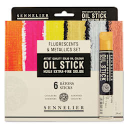 Sennelier Artists' Oil Sticks - Set of 6, Fluorescent and Metallic Colors front of package
