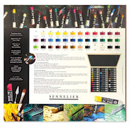 Sennelier Artists' Oil Sticks - Set of 36, Luxe Wood Box, Assorted Colors back of package
