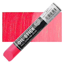 Sennelier Artists' Oil Stick - Fluorescent Pink, swatch and oil stick