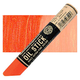 Sennelier Artists' Oil Stick - Fluorescent Orange stick and swatch