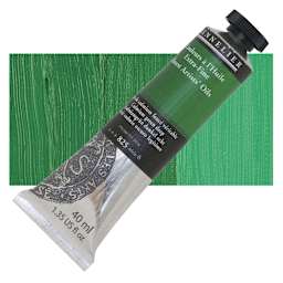 Sennelier Artists' Extra Fine Oil Paint - Cadmium Green Deep, 40 ml tube and swatch