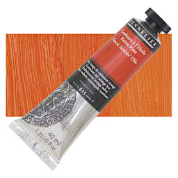 Sennelier Artists' Extra Fine Oil Paint - Cadmium Red Orange Hue, 40 ml tube and swatch