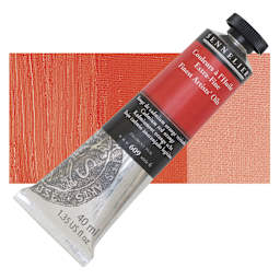 Sennelier Artists' Extra Fine Oil Paint - Cadmium Red Orange, 40 ml tube and swatch