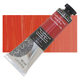 Sennelier Artists' Extra Fine Oil Paint - French Vermilion, 40 ml tube and swatch
