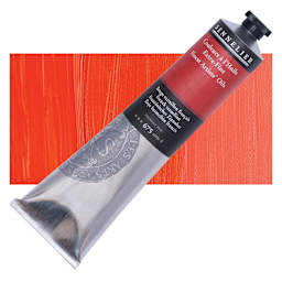 Sennelier Artists' Extra Fine Oil Paint - French Vermilion, 200 ml tube and swatch
