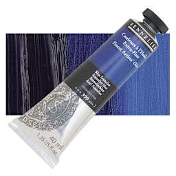 Sennelier Artists' Extra Fine Oil Paint - Sennelier Blue, 40 ml tube and swatch