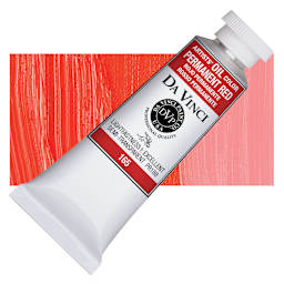 Da Vinci Artists' Oil Color - Permanent Red, 37 ml Tube and swatch
