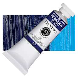 Da Vinci Artists' Oil Color - Phthalo Blue, 37 ml Tube and swatch