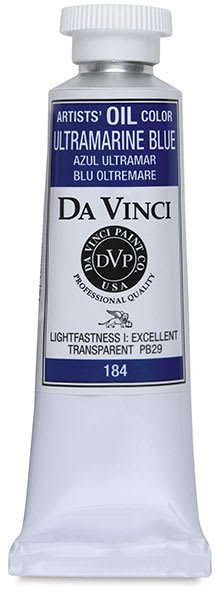 Da Vinci Artists' Oil Colors - 37 ml tube of Ultramarine Blue upright
