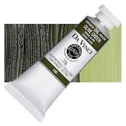 Da Vinci Artists' Oil Color - Olive Green, 37 ml Tube and swatch