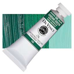 Da Vinci Artists' Oil Color - Viridian Green, 37 ml Tube and swatch