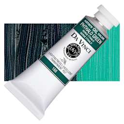 Da Vinci Artists' Oil Color - Phthalo Green, 37 ml Tube and swatch