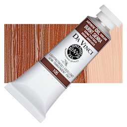 Da Vinci Artists' Oil Color - Burnt Sienna, 37 ml Tube and swatch