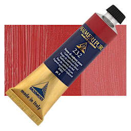 Maimeri Puro Oil Color - Cadmium Red Deep, 40 ml tube and swatch