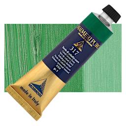 Maimeri Puro Oil Color - Cobalt Green Deep, 40 ml tube and swatch