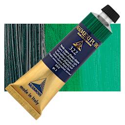 Maimeri Puro Oil Color - Cupric Green Light, 40 ml tube and swatch