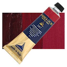 Maimeri Puro Oil Color - Permanent Carmine Alizarin, 40 ml Tube and swatch