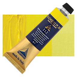 Maimeri Puro Oil Color - Permanent Yellow Lemon, 40 ml Tube and swatch