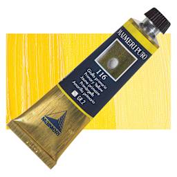 Maimeri Puro Oil Color - Primary Yellow, 40 ml tube and swatch