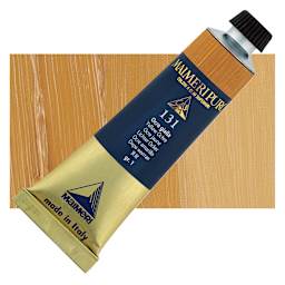 Maimeri Puro Oil Color - Yellow Ochre, 40 ml tube and swatch