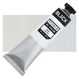 Blick Studio Oil Paint - Zinc White, 40 ml, Tube and swatch