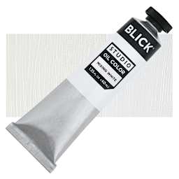 Blick Studio Oil Paint - Mixing White, 40 ml tube and swatch
