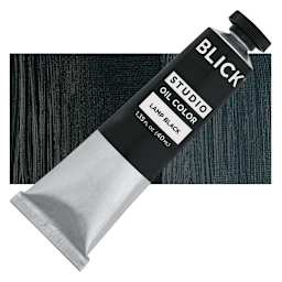 Blick Studio Oil Paint - Lamp Black, 40 ml tube and swatch