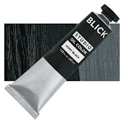 Blick Studio Oil Paint - Ivory Black, 40 ml tube and swatch