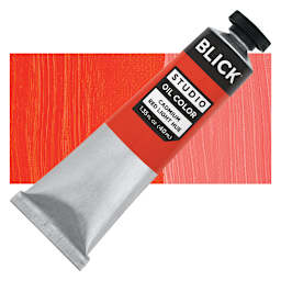 Blick Studio Oil Paint - Cadmium Red Light Hue, 40 ml tube and swatch