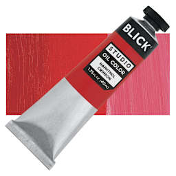 Blick Studio Oil Paint - Naphthol Crimson, 40 ml tube and swatch