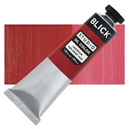 Blick Studio Oil Paint - Cadmium Red Deep Hue, 40 ml tube and swatch