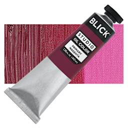 Blick Studio Oil Paint - Primary Magenta, 40 ml tube and swatch