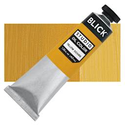 Blick Studio Oil Paint - Yellow Ochre, 40 ml tube and swatch