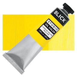 Blick Studio Oil Paint - Cadmium Yellow Pale Hue, 40 ml tube and swatch