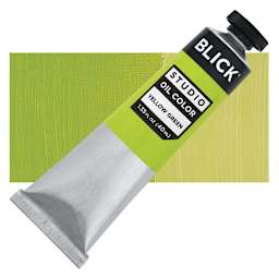 Blick Studio Oil Paint - Yellow Green, 40 ml tube and swatch