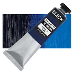 Blick Studio Oil Paint - Phthalo Blue, 40 ml tube and swatch