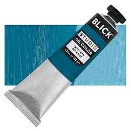 Blick Studio Oil Paint - Ceruleum Blue Hue, 40 ml tube and swatch