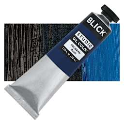 Blick Studio Oil Paint - Prussian Blue, 40 ml tube and swatch