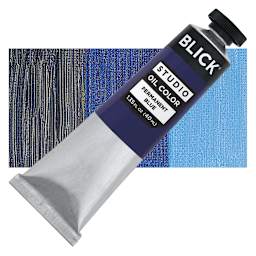 Blick Studio Oil Paint - Permanent Blue, 40 ml tube and swatch