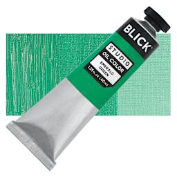Blick Studio Oil Paint - Emerald Green Hue, 40 ml tube and swatch