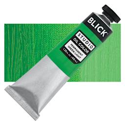 Blick Studio Oil Paint - Permanent Light Green, 40 ml tube and swatch
