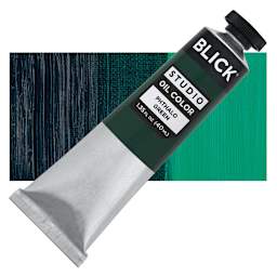 Blick Studio Oil Paint - Phthalo Green, 40 ml tube and swatch