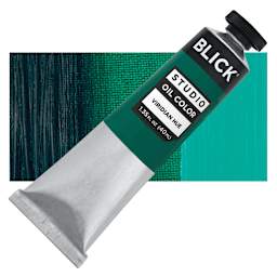 Blick Studio Oil Paint - Viridian Hue, 40 ml tube and swatch