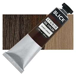 Blick Studio Oil Paint - Burnt Umber, 40 ml tube and swatch