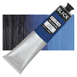 Blick Studio Oil Paint - Cobalt Blue Hue, 200 ml tube and swatch