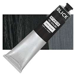 Blick Studio Oil Paint - Ivory Black, 200 ml tube and swatch