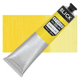 Blick Studio Oil Paint - Lemon Yellow, 200 ml tube and swatch