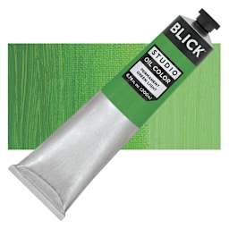 Blick Studio Oil Paint - Permanent Light Green, 200 ml tube and swatch