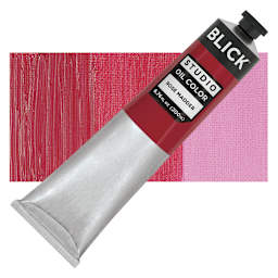 Blick Studio Oil Paint - Rose Madder, 200 ml tube and swatch